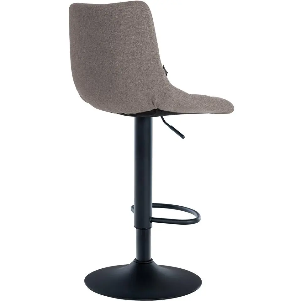 CLP Set van 2 Barkruk Jerry zwart Frame - Stof - grijs