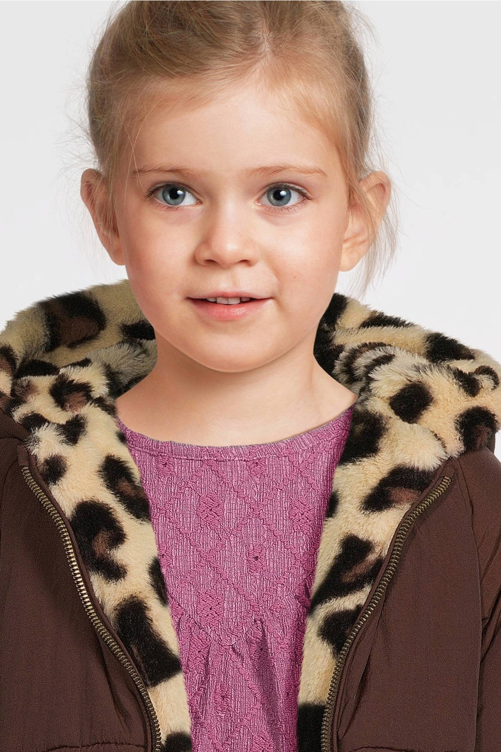 LOOXS reversibe winterjas met panterprint bruin/beige