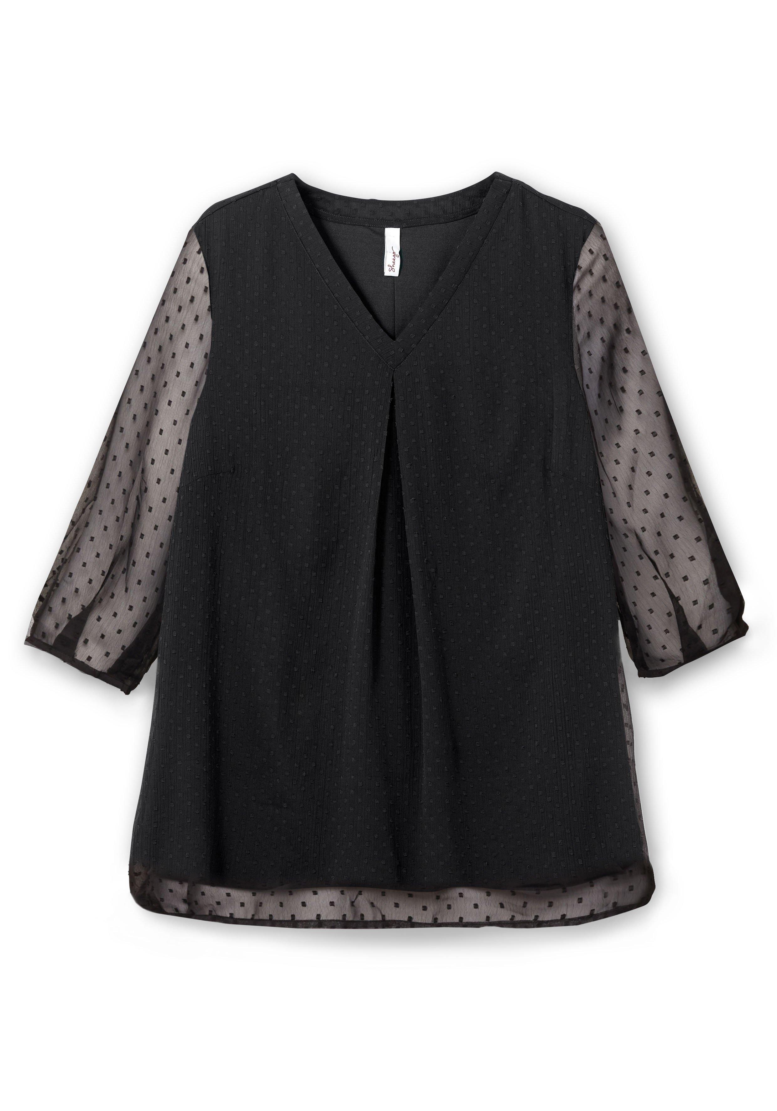 Tunika mit Chiffon-Ärmeln und Kellerfalte