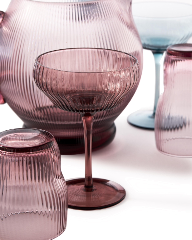 POLSPOTTEN Pum coupe champagneglazen set van 2 donkerpaaars