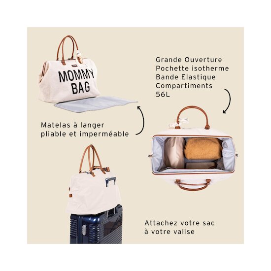 Sac à langer Mommy Bag   Teddy écru        de               Childhome