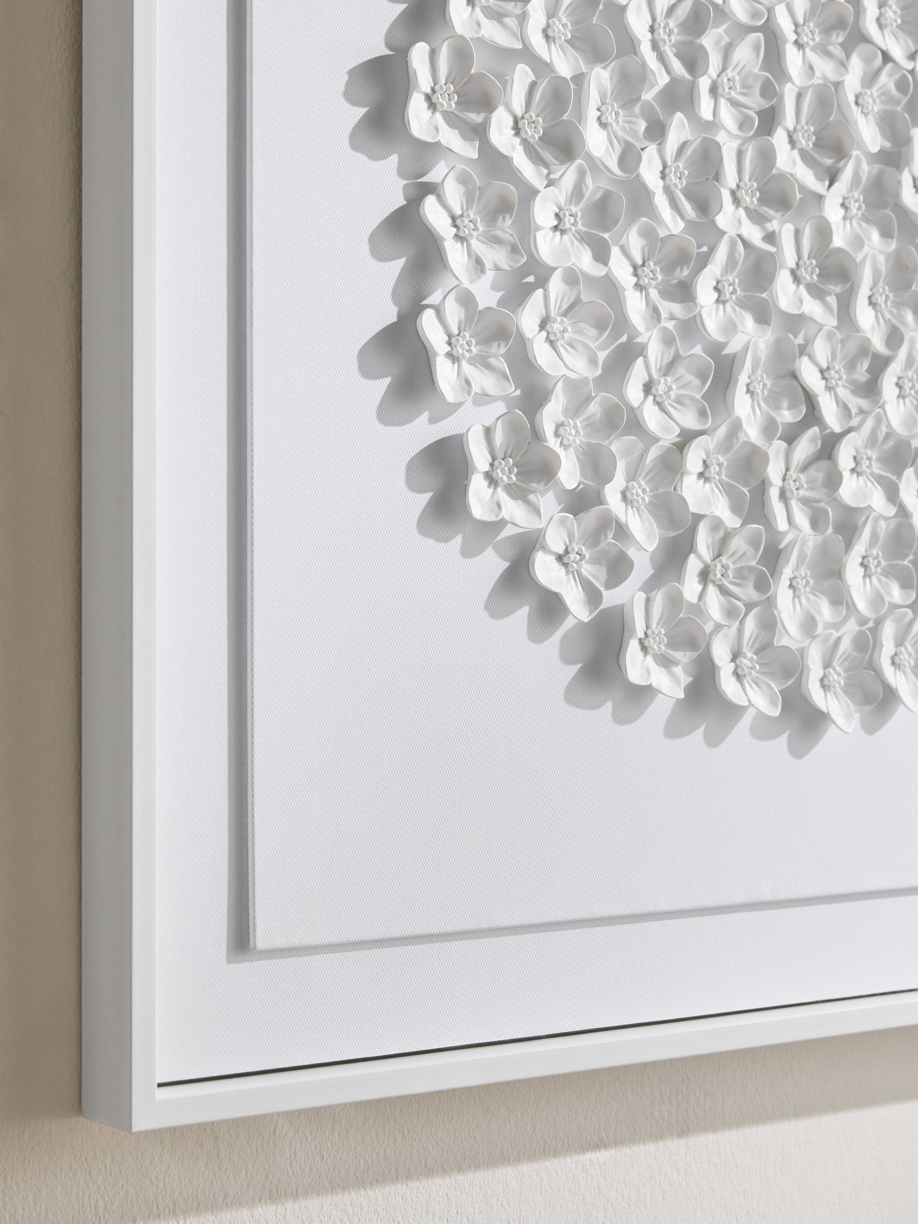 3D ingelijste wanddecoratie met acryl bloemen