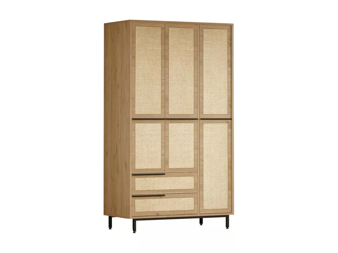 Grande Garde-robe Dmattiell, Meubles de chambre, Penderie de plain-pied, Placard à vêtements, 112x55 h196 cm, Noyer et Chêne