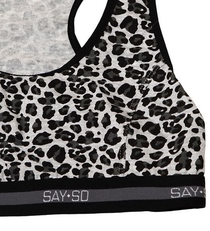 Say-So Top - Grau Meliert m. Leopard