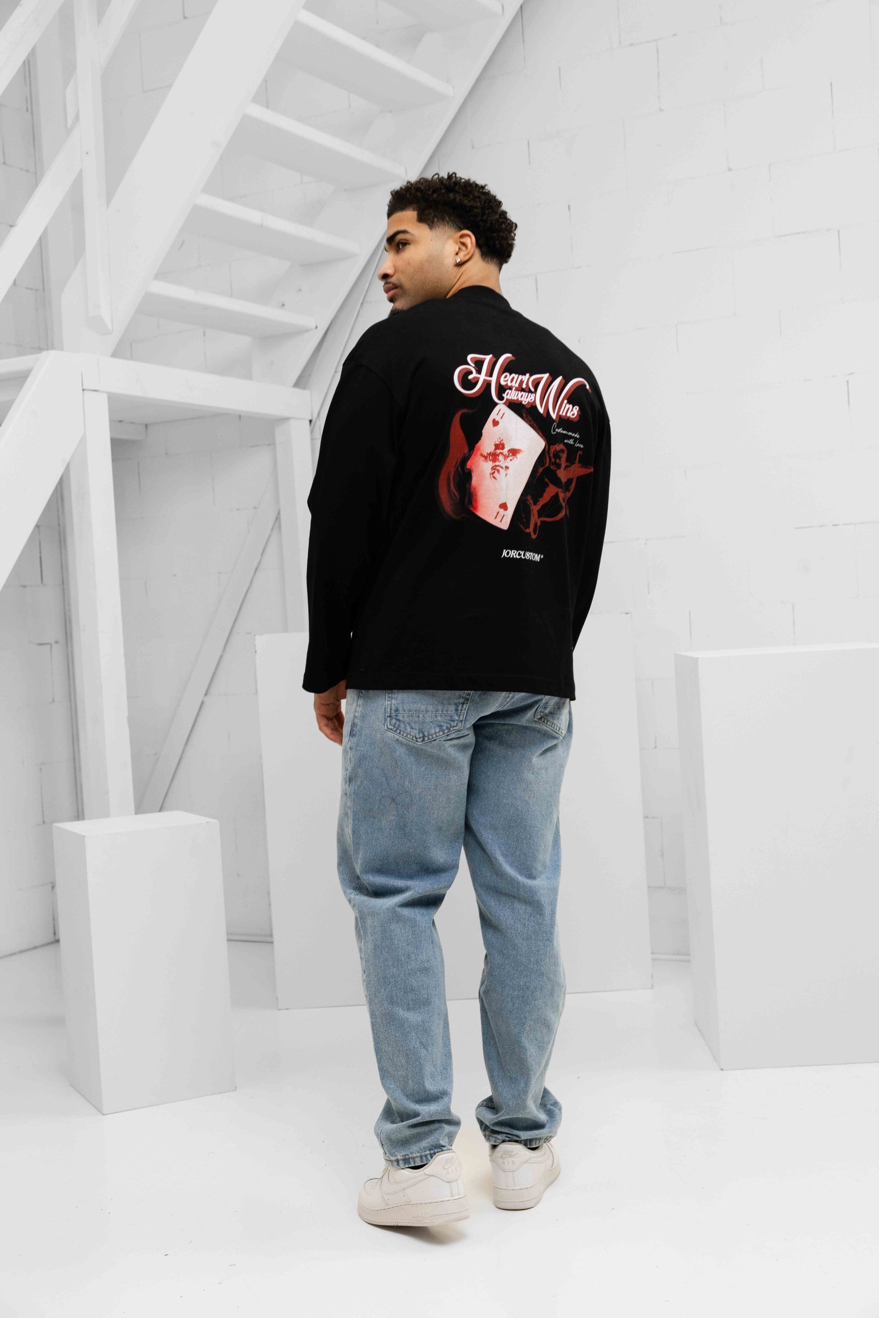 Jorcustom HeartAlwaysWins Longsleeve T-Shirt Heren Zwart