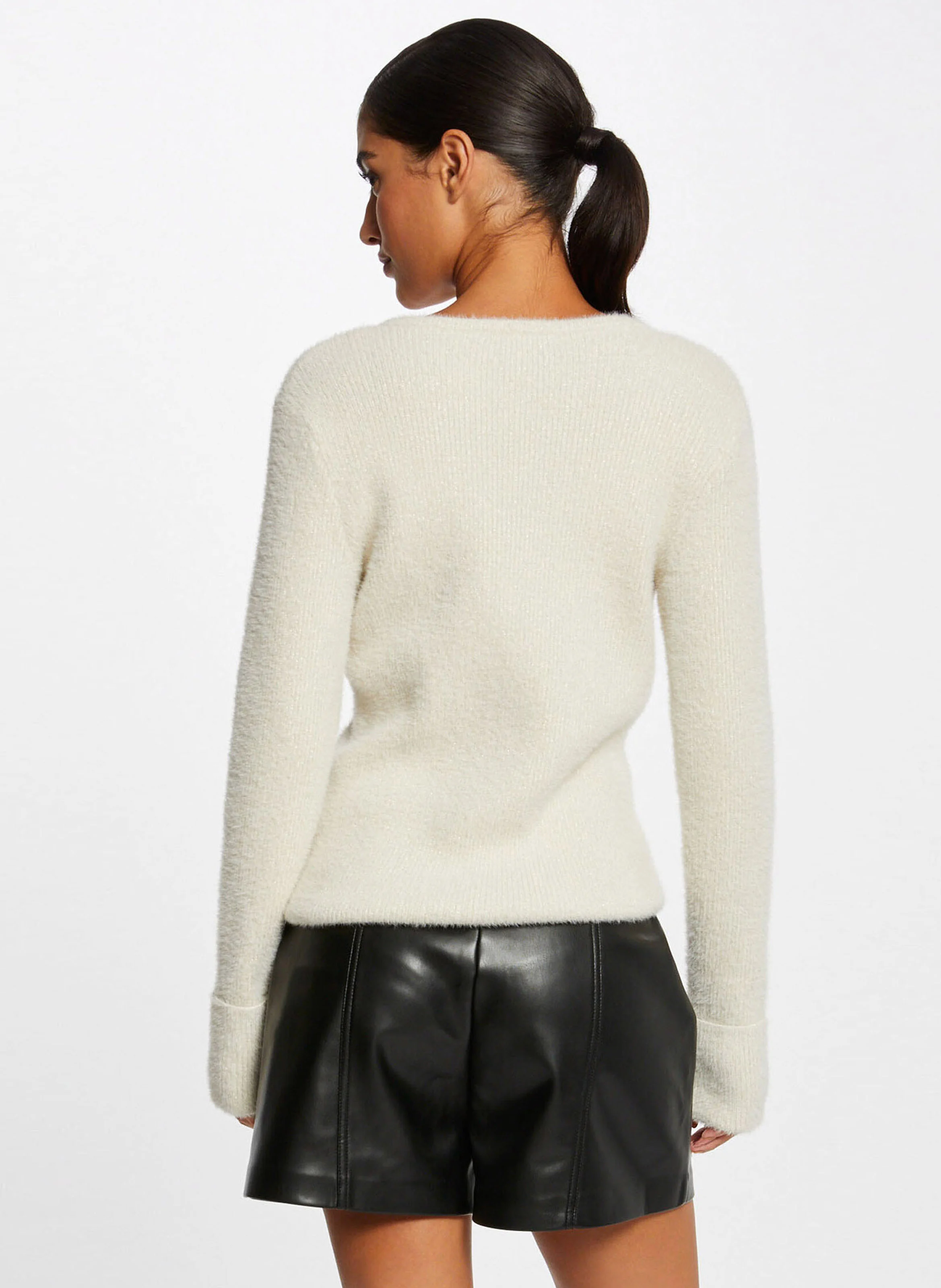 MOOVE1 - Pull V en maille mélangée | Beige