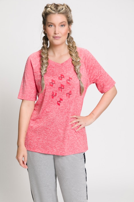 T-Shirt, Statement, Slim, V-Ausschnitt, Halbarm