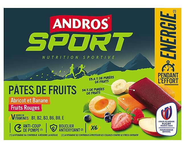 ANDROS SPORT - BARRES PATES DE FRUITS MIX FRUITS JAUNES OU ROUGES