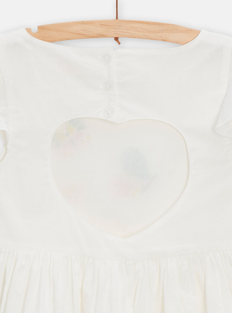 Robe écru animation papillons pour fille