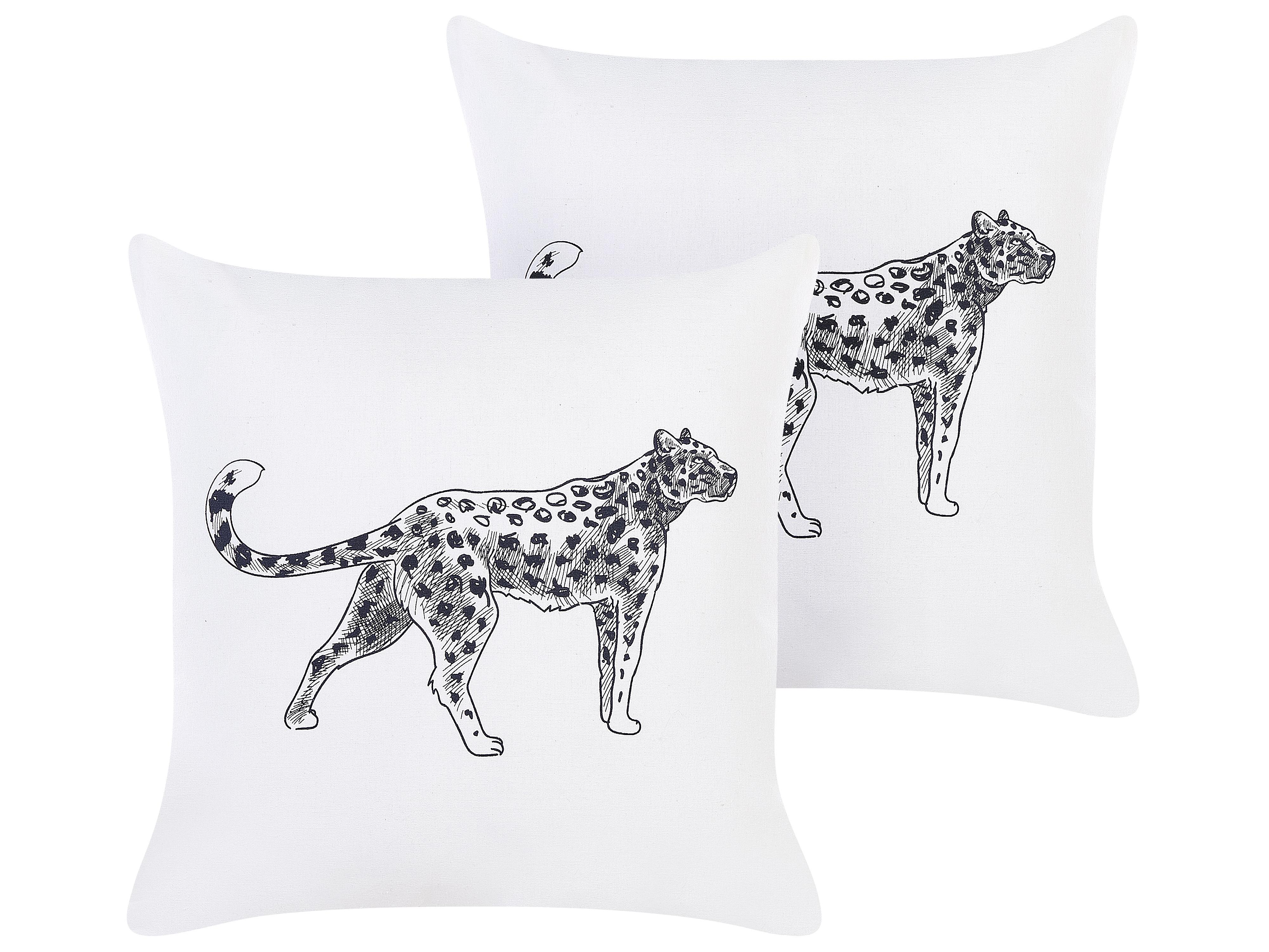 Set van 2 sierkussens MARULA Katoen 45 x 45 cm Wit dierenprint