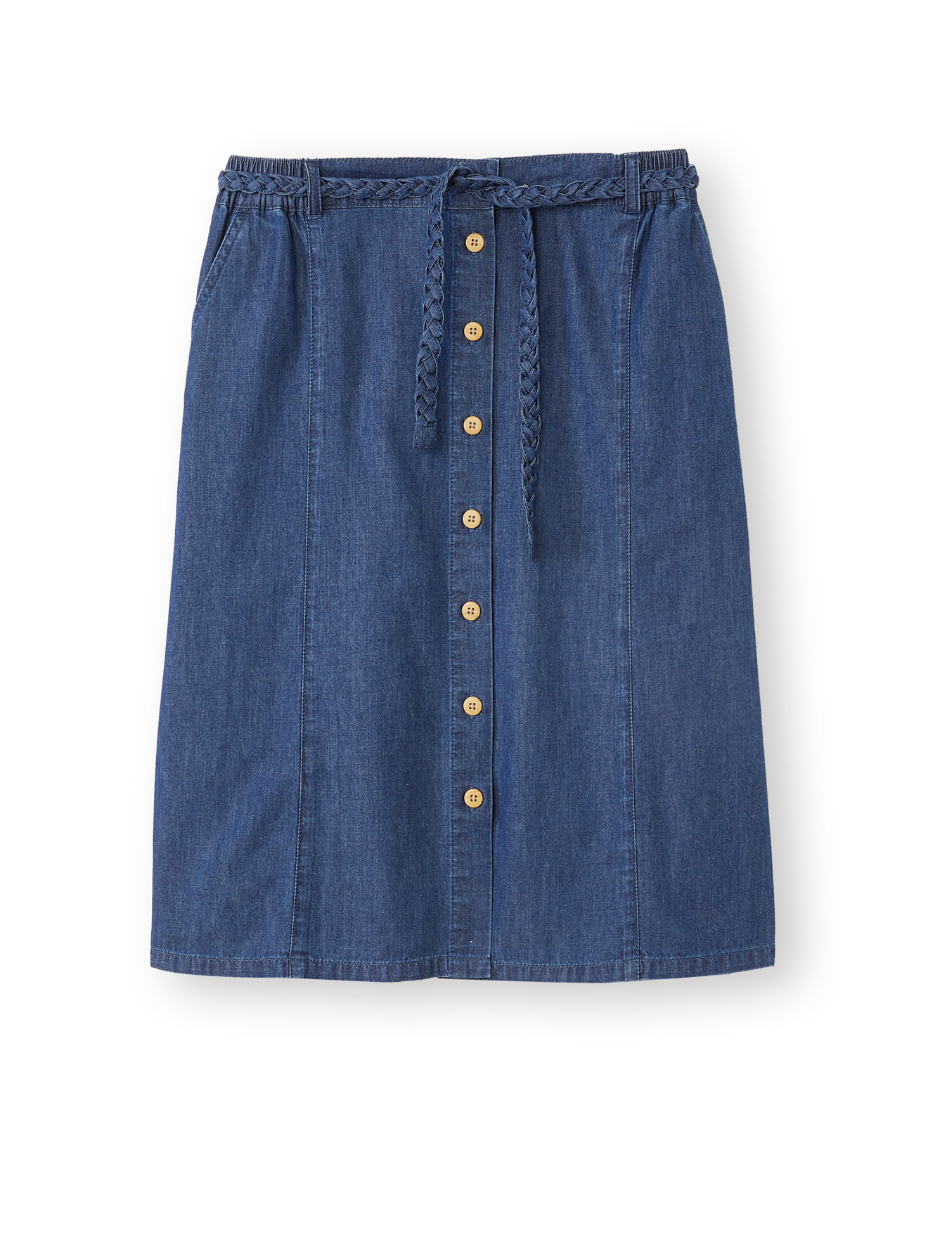 Jupe en chambray entièrement boutonnée