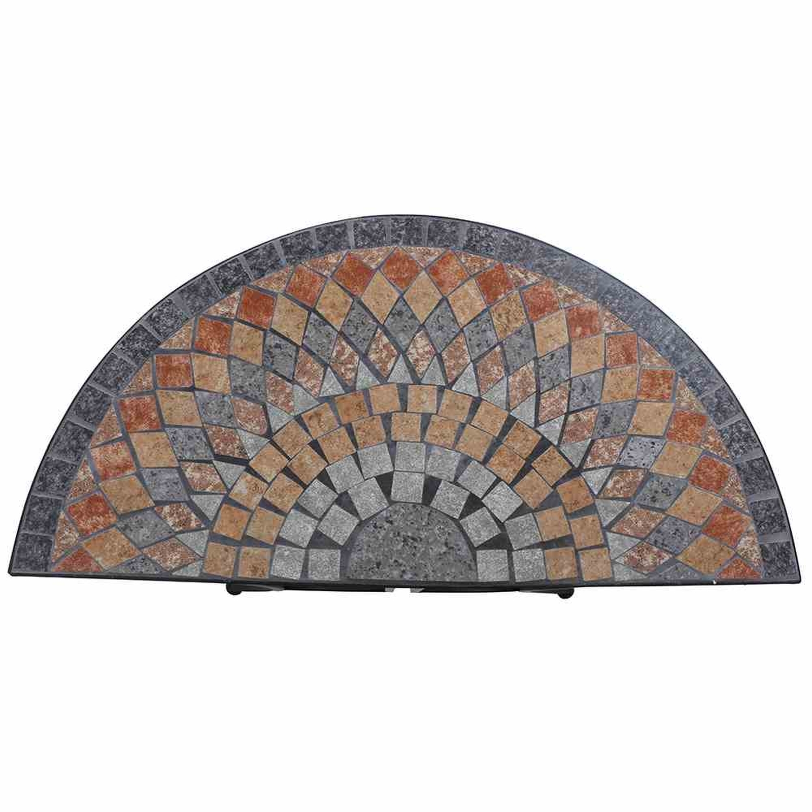 Gartentisch PRATO - schwarz - Mosaik - halbrund