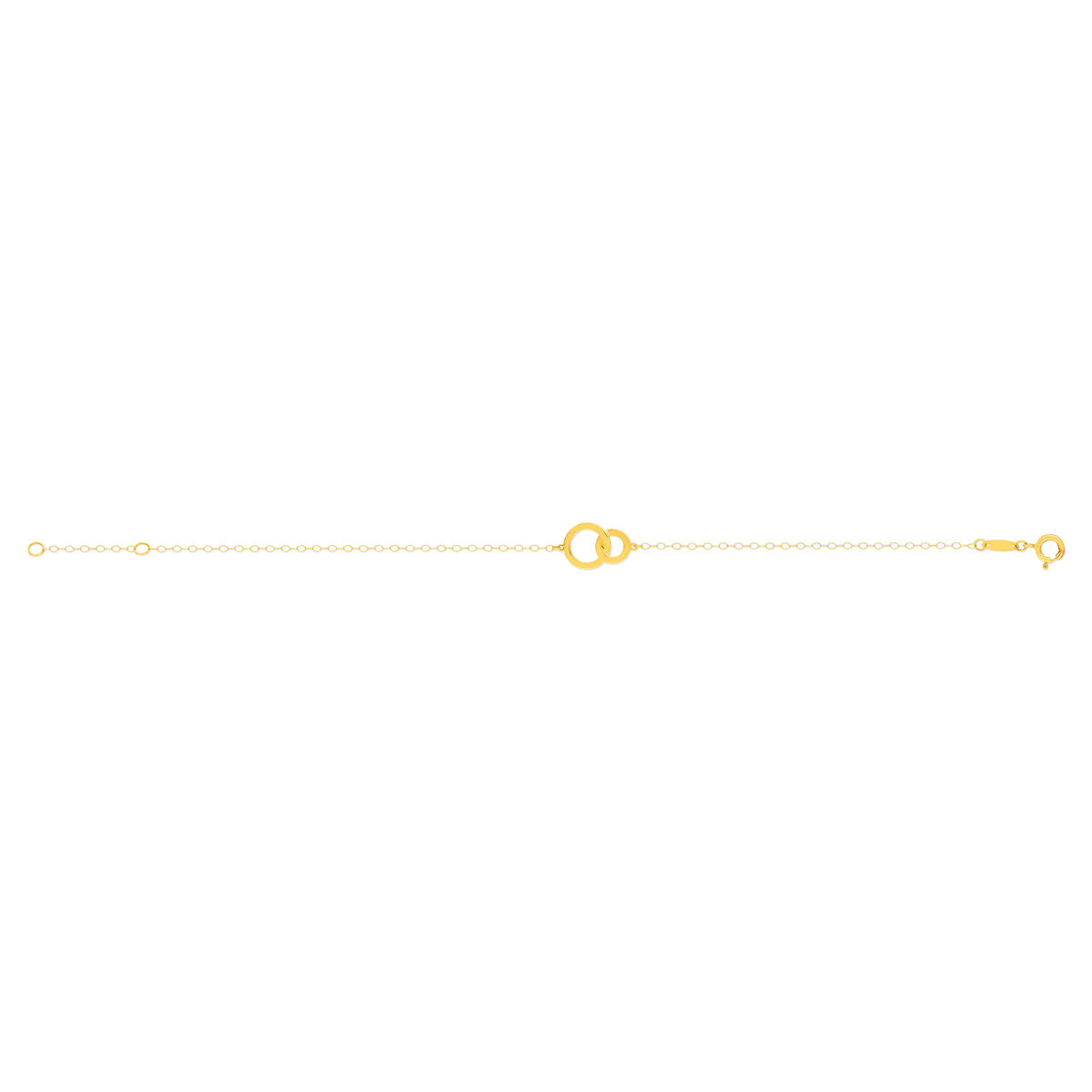 Bracelet or jaune 750 18 cm motif 2 anneaux entrelacés