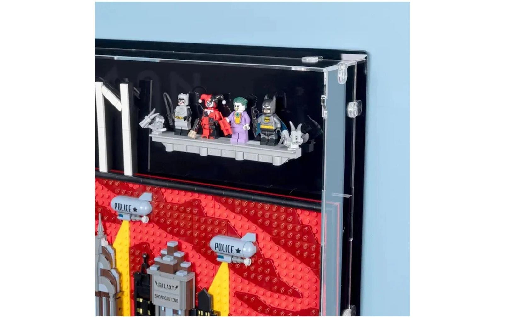 Baukasten Acryl-Wand-Display für LEGO 76271 Batman<br>Acry-Display-Box mit schwarzem Hintergrund für Lego Batman: Die Zeichentrickserie Gotham City