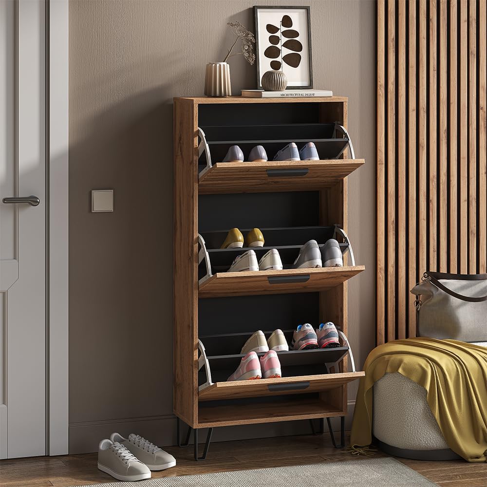 Vicco Schuhkipper Amber, Eiche Wotan, 62 x 130 cm mit 3 Fächern