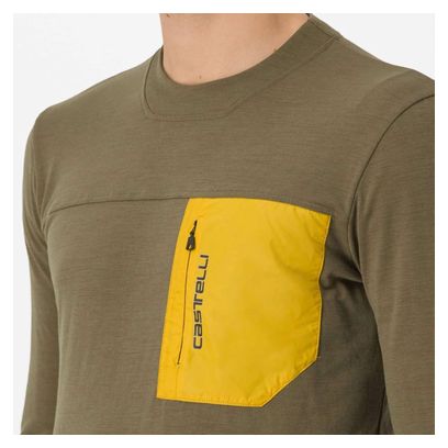 Maillot Manches Longues Castelli Unlimited Merino kaki/jaune