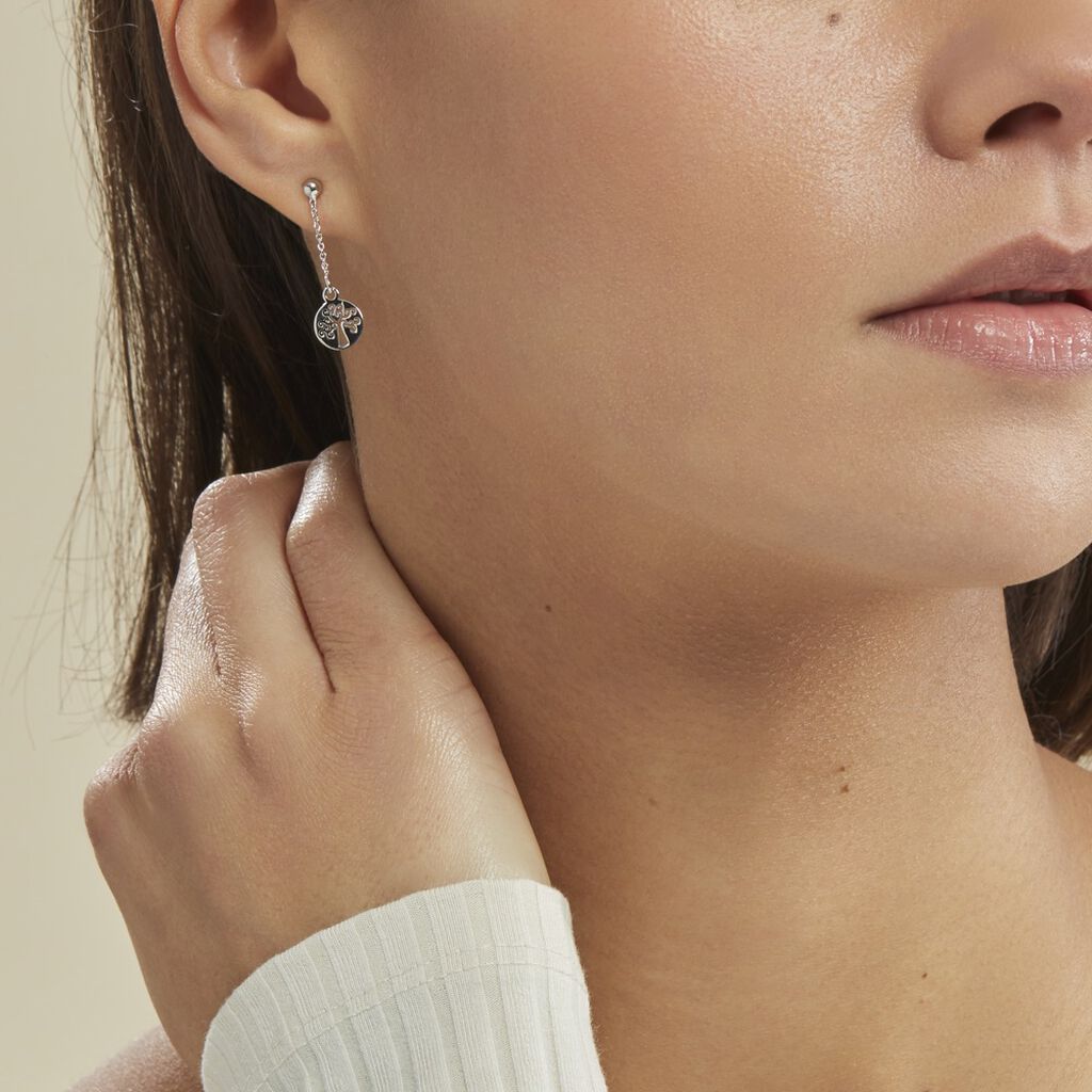 Boucles D'oreilles Pendantes Audrey-rose Argent Blanc