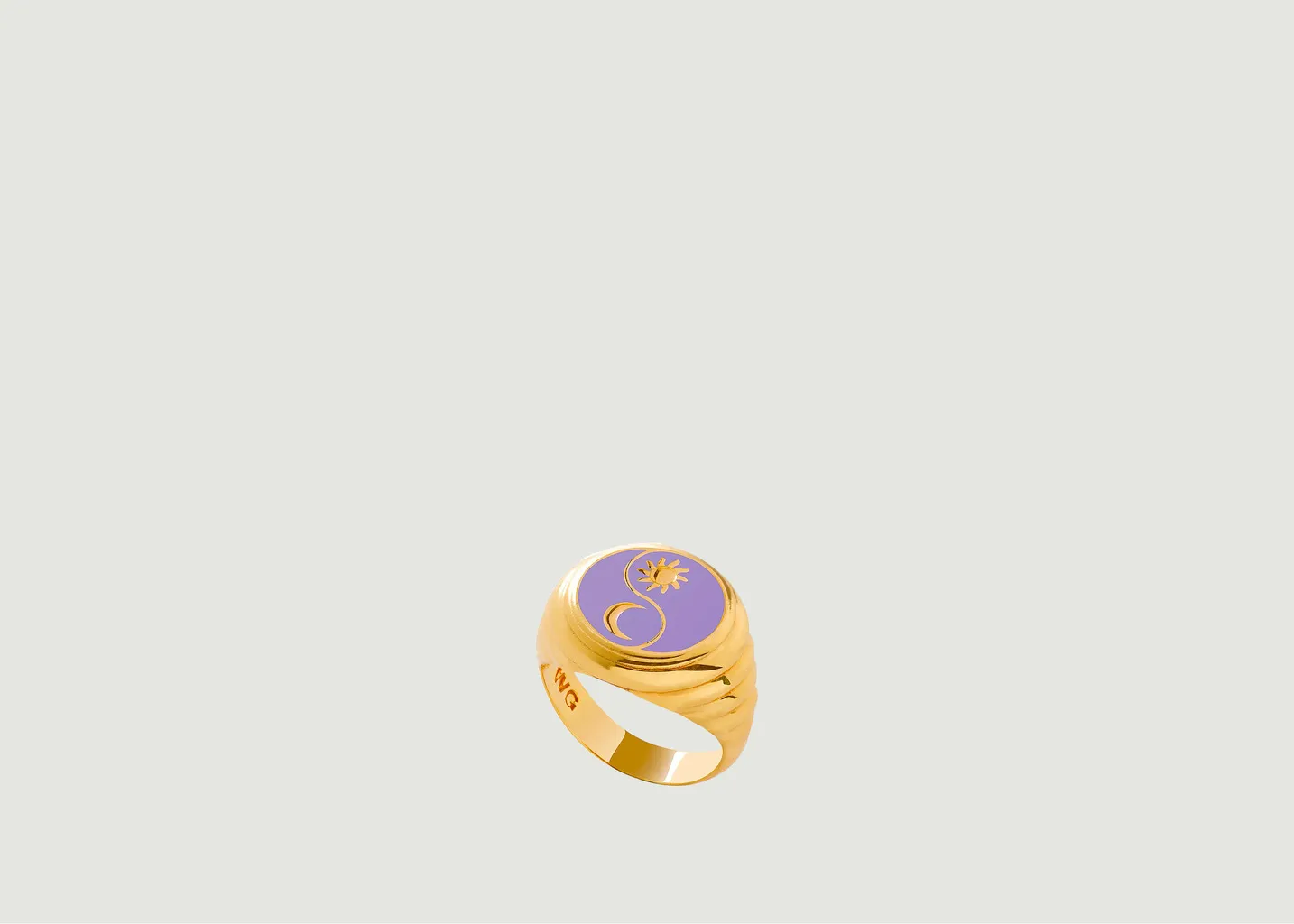 Bague éclipse scintillante or violet fleur Wilhelmina Garcia
