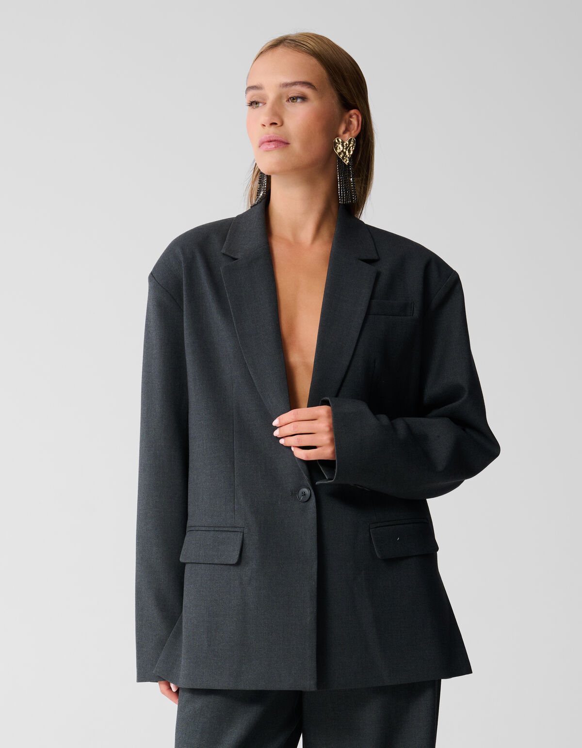 Oversized Blazer Donkergrijs