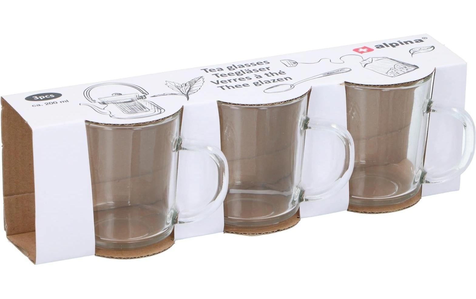 Teeglas 3 Stück, TransparentTeegläser aus transparentem Glas