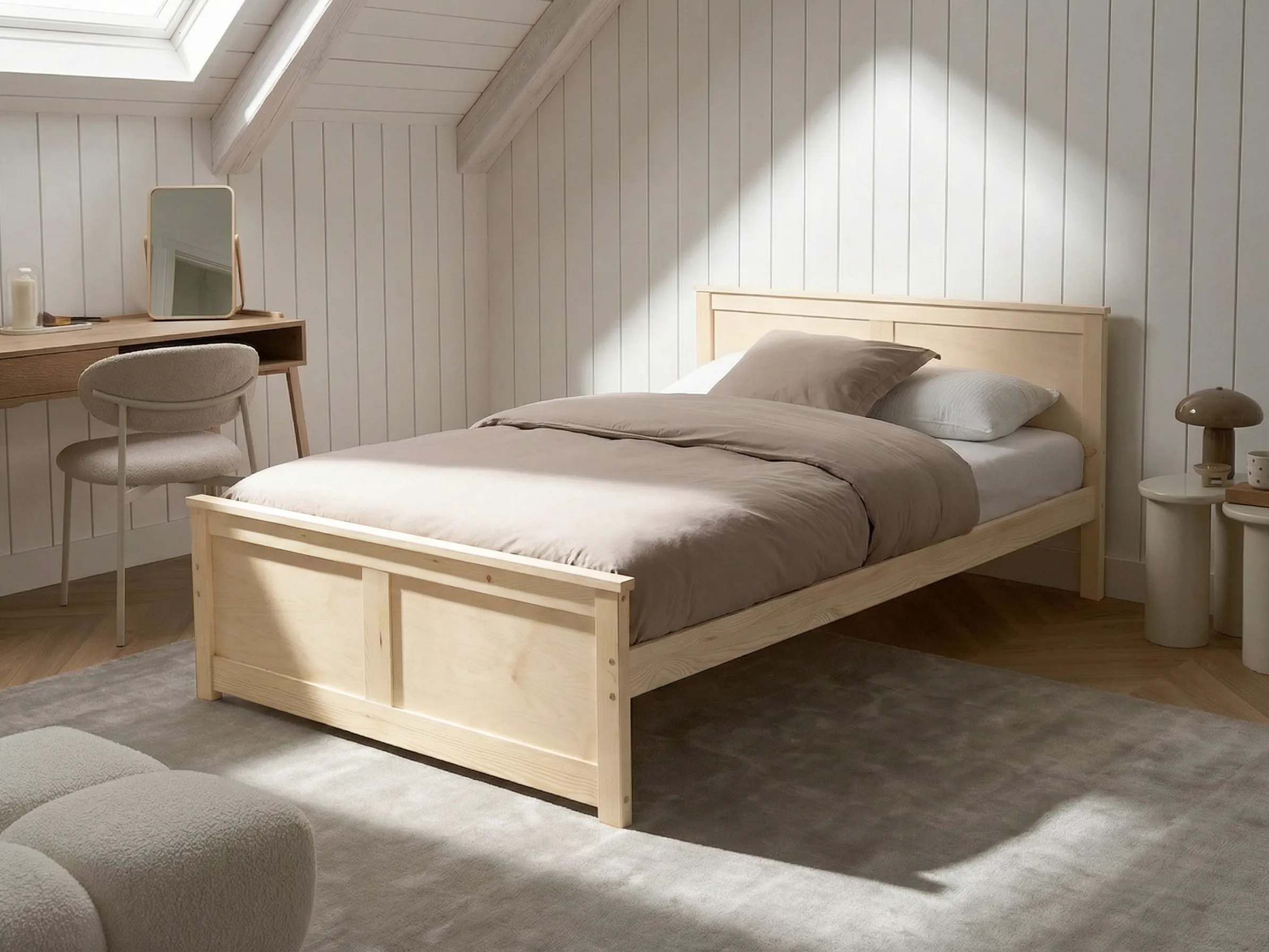 Bed Dennenhout DAUPHIN 120 x 200 cm Lichtbruin