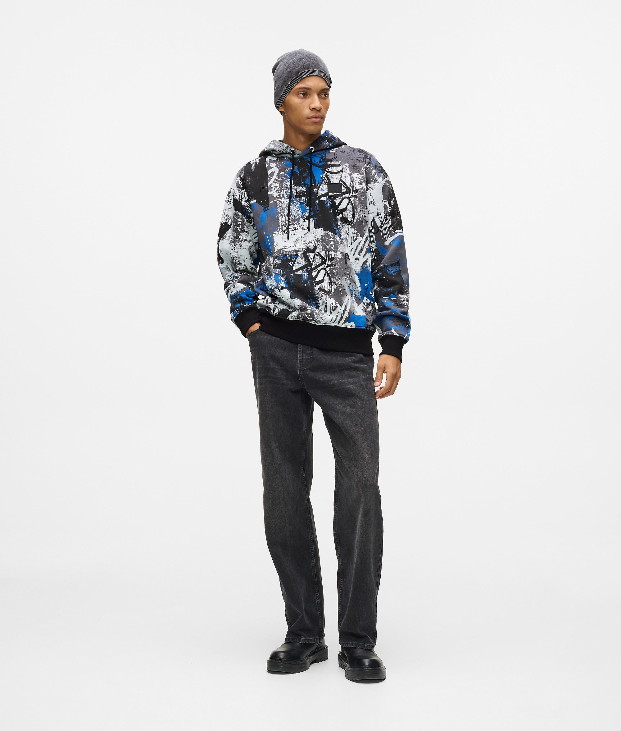 All-over hoodie met verfeffect