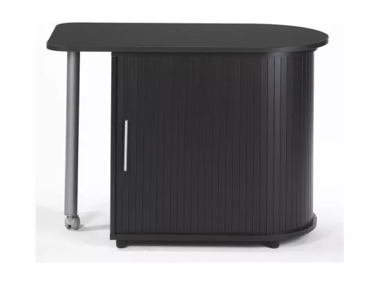Bureau Pivotant Noir et Meuble de Rangement - Coloris: Noir