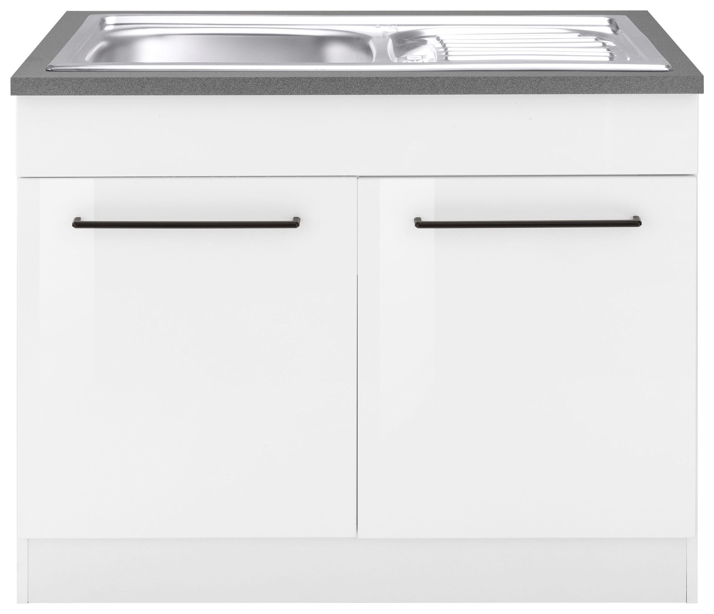 KOCHSTATION Spülenschrank »KS-Tulsa« 100 cm breit, 2 Türen, Metallgriff, MDF Front, inkl. Einbauspüle