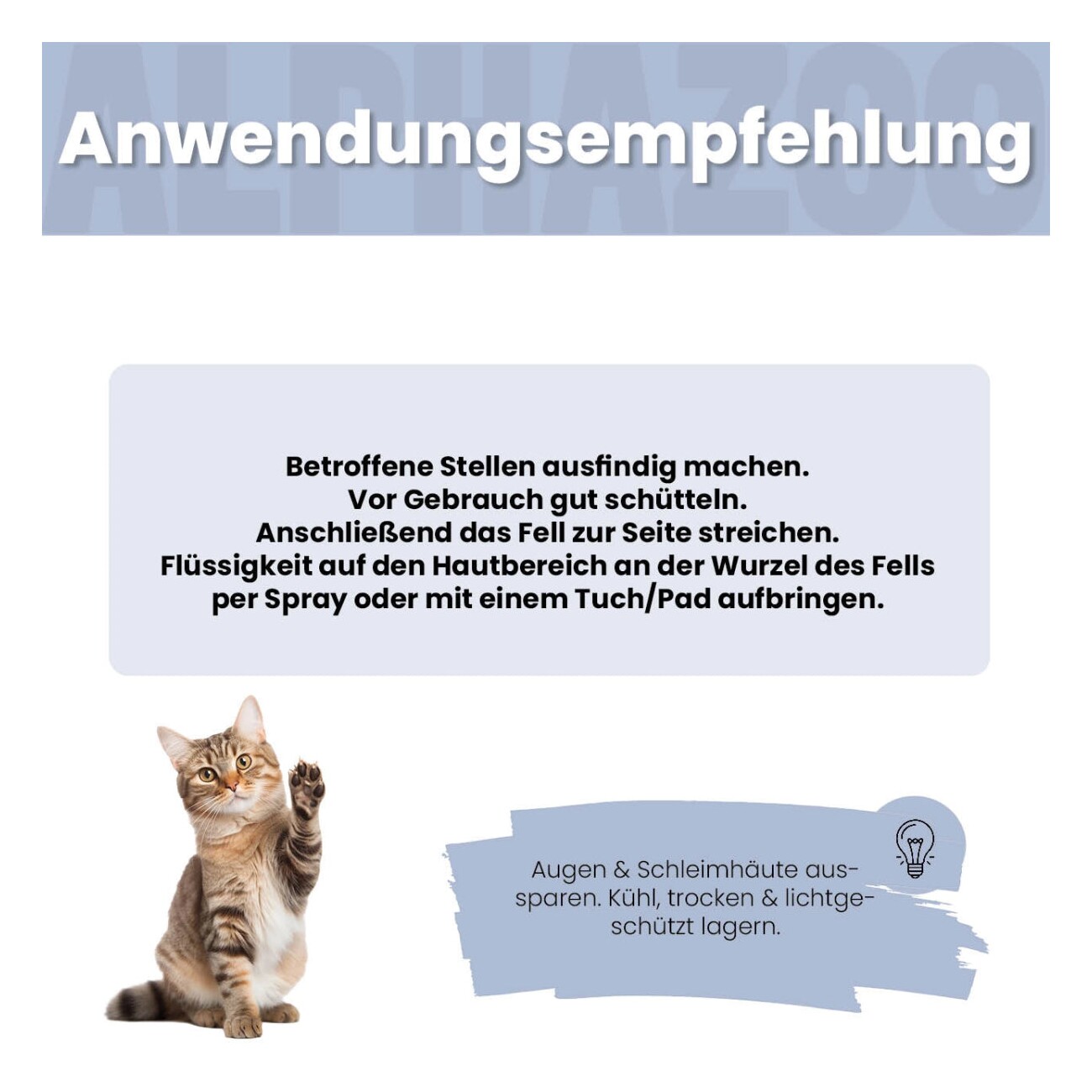 ALPHAZOO Brandlöscher Anti Juckreiz Spray für Katzen I Sanfte Beruhigung