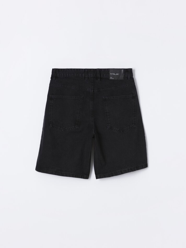 Bermuda jeans slim fit - Preta