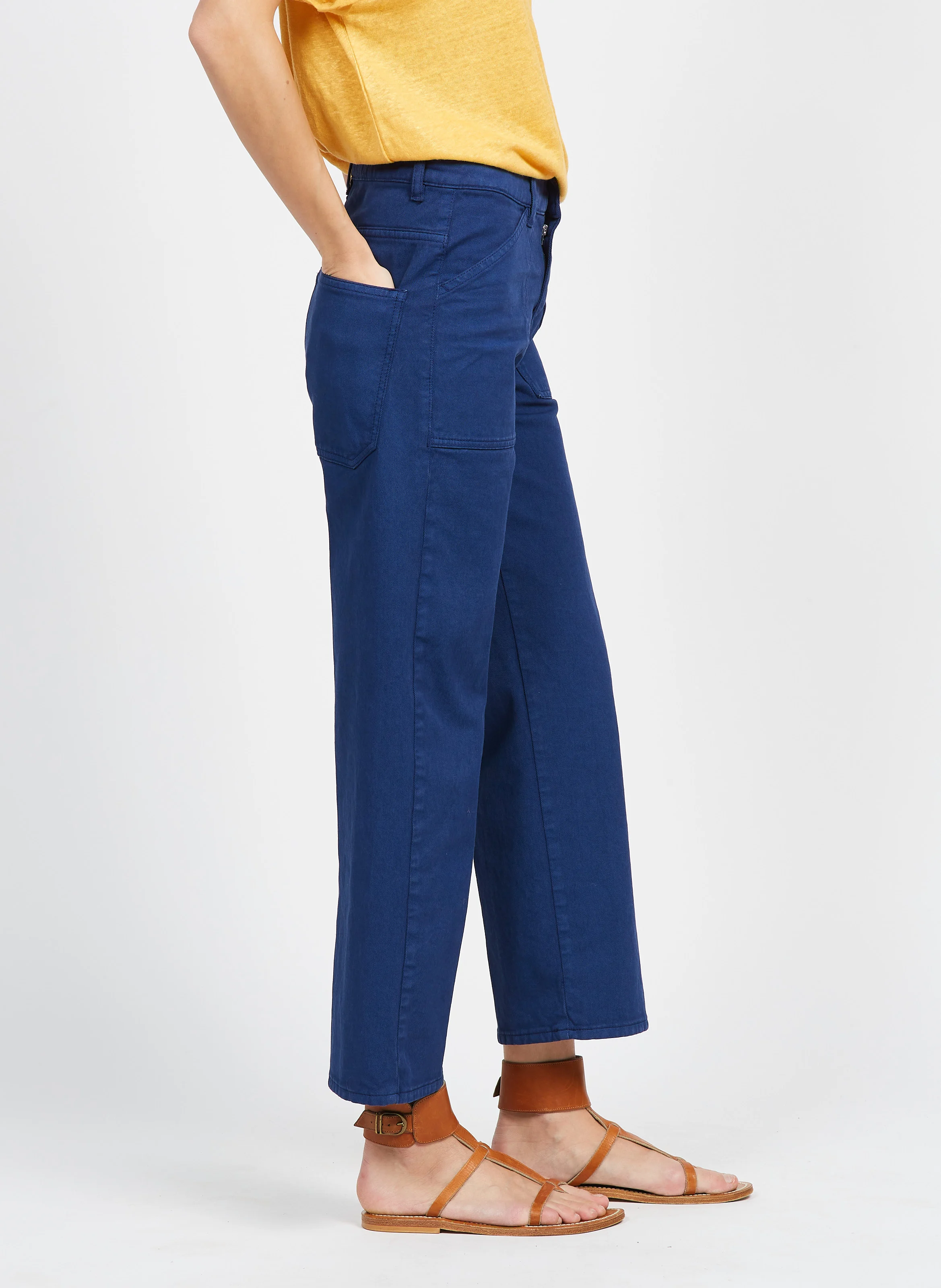 EDDY - Jean cropped en coton stretch| Bleu