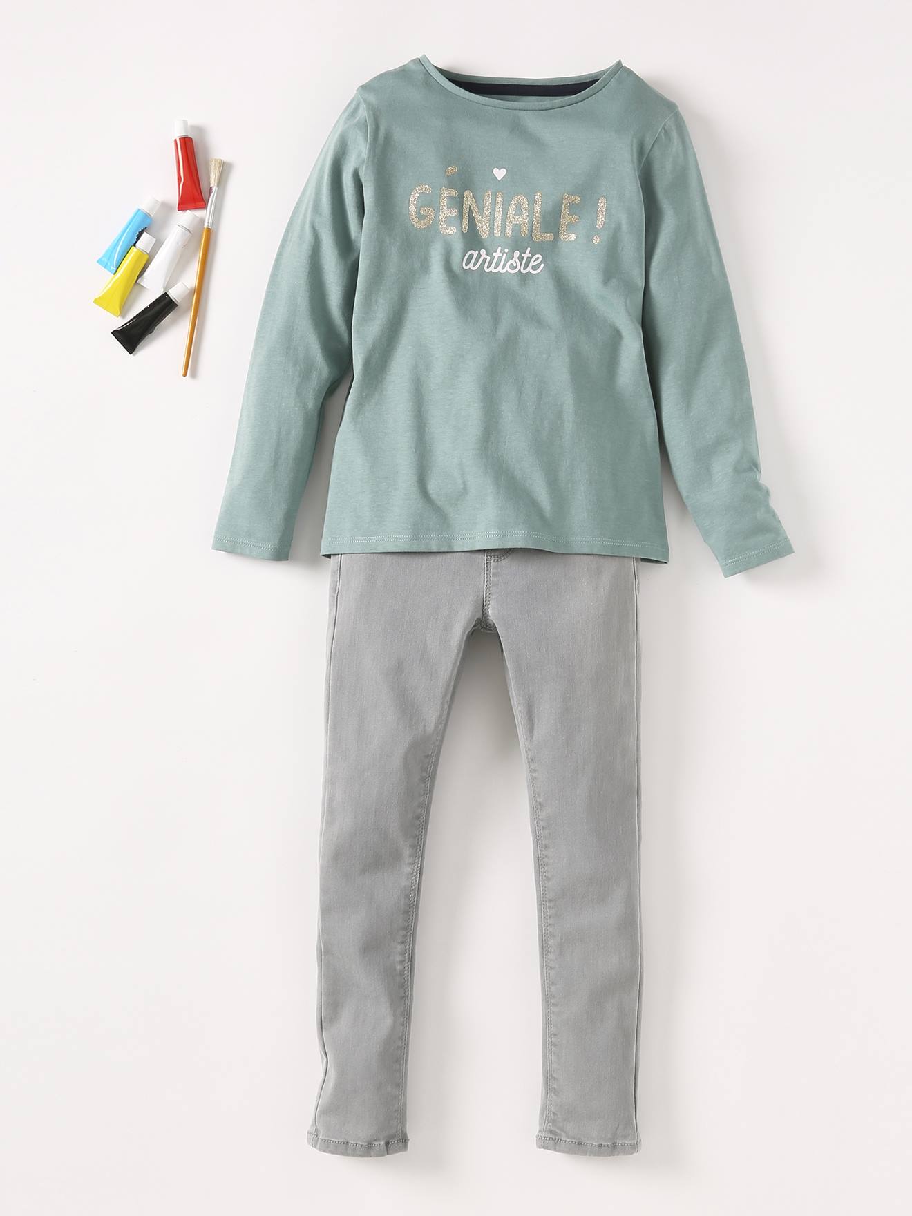 Camiseta com mensagem, para menina, cor off-white
