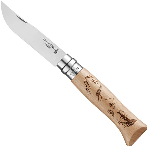 Couteau randonnée OPINEL N°08 GRAVURE RANDO HÊTRE