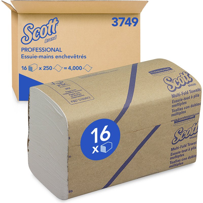Papier essuie-mains pliage enchevêtré Scott Professional 3749 – Carton de 4000