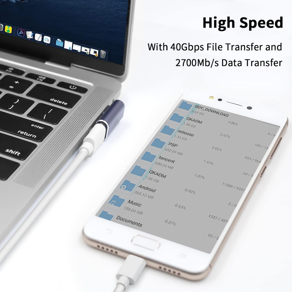 NÖRDIC USB4 vinklet adapter hann til hunn 40G 8K60Hz PD100W