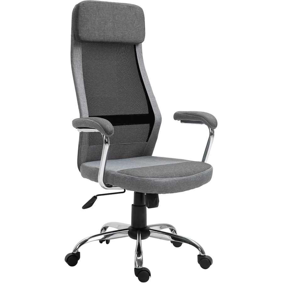 Vinsetto Bürostuhl ergonomisch und mit hoher Rückenlehne Hellgrau, Schwarz