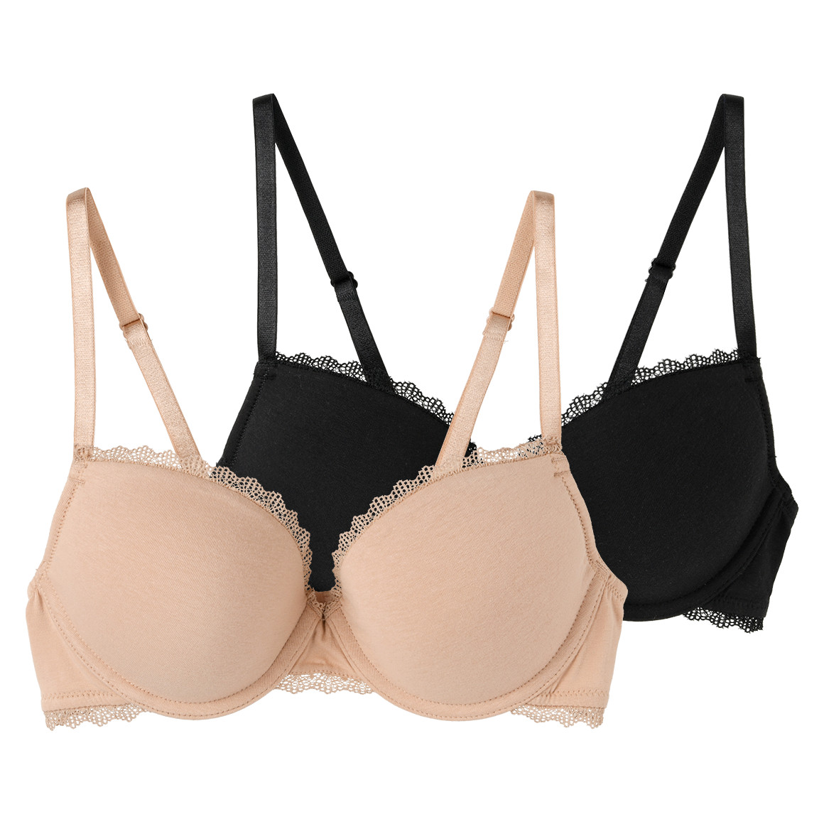 Gina Benotti 2 Damen Bügel-BHs mit Spitze schwarz / nude