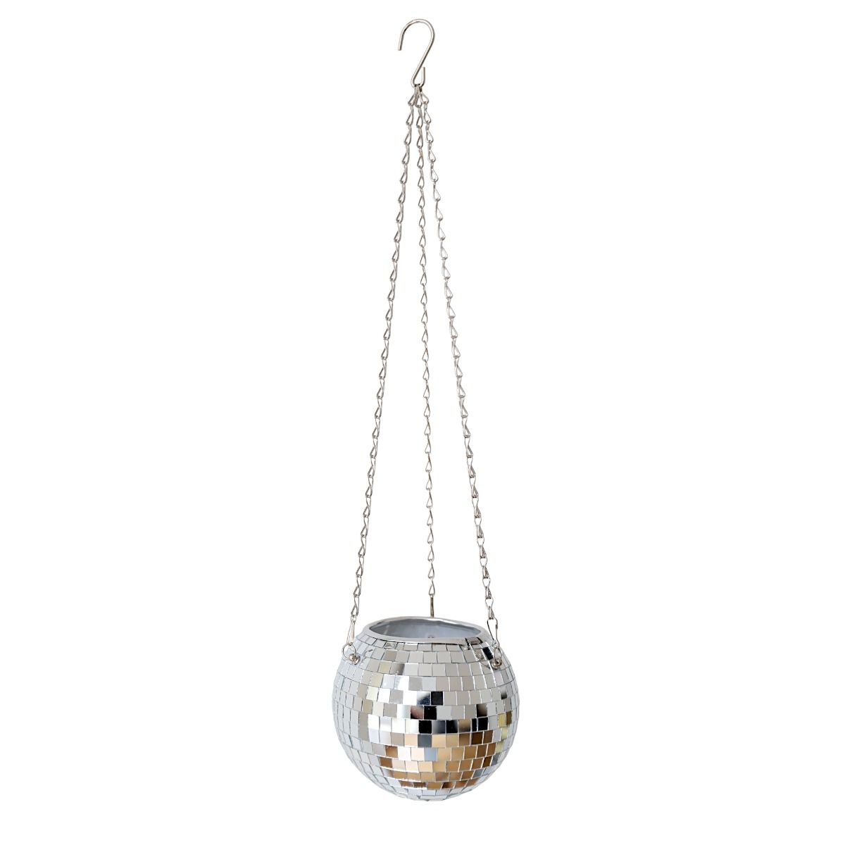 Pot de fleurs suspendu à facettes argent 15 cm Surprise Partie !
