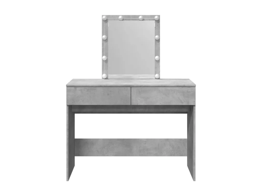 Coiffeuse avec LED gris béton 100x40x130 cm