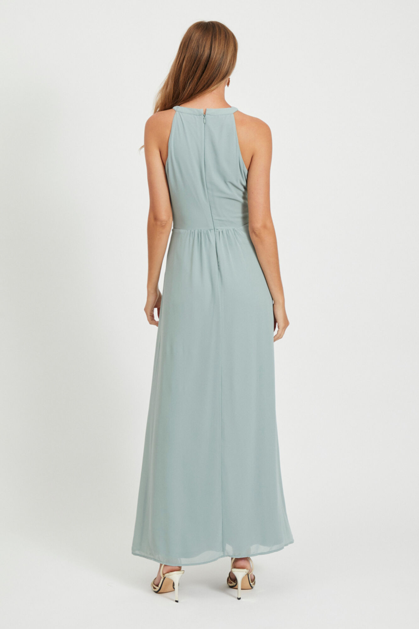 Vestido longo com decote halter - Verde