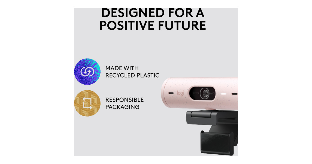LogitechBrio 500 Full HD Webcam  (Roze/zwart, 1080p/30fps, 720p/60fps)