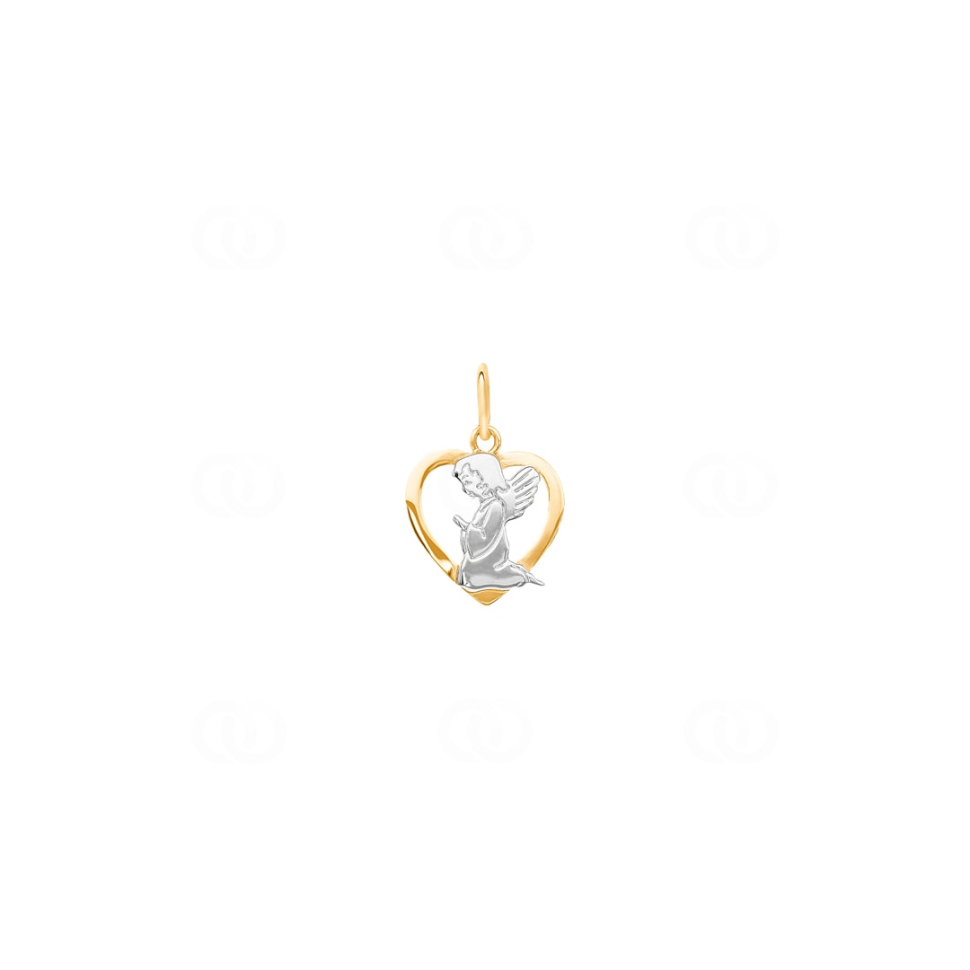 Herzanhänger 750/18 K Gelb- und Weissgold Schutzengel