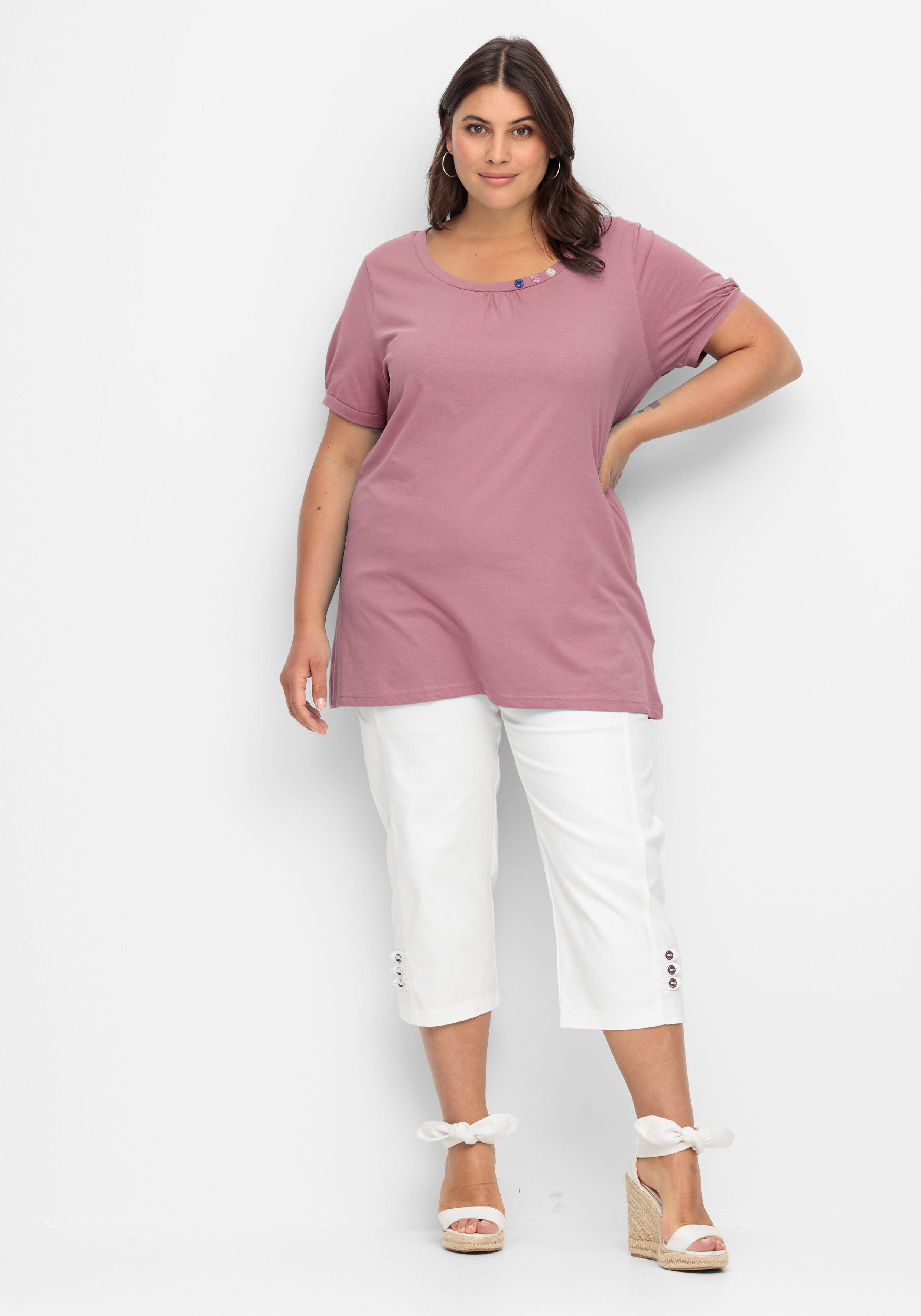 Longshirt mit Zierknöpfen am Ausschnitt