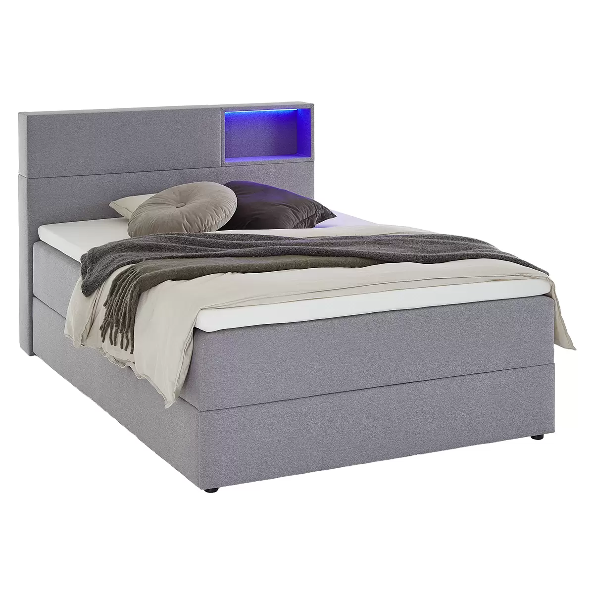 Boxspringbett Caja 140x200 Hellgrau