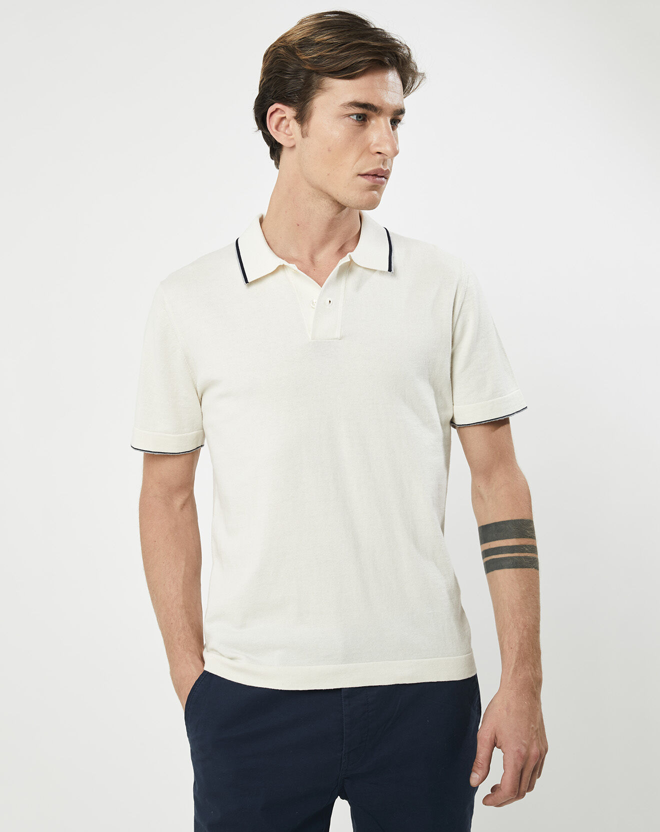 Hackett London Polo en maille Coton & Soie beige