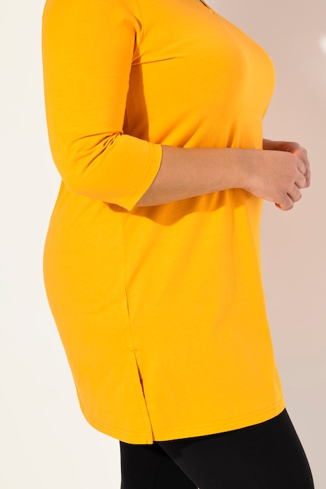 Longshirt, A-Linie, V-Ausschnitt, 3/4-Arm
