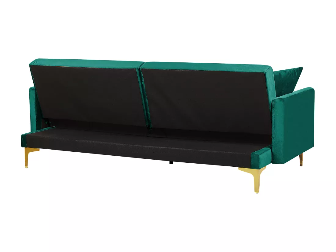 Canapé convertible 3 places en velours vert LUCAN