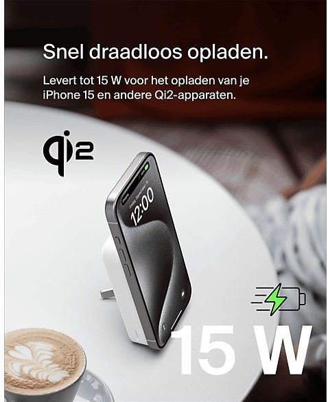 Belkin BoostCharge Pro Powerbank 10000 mAh - Qi2 - Wit