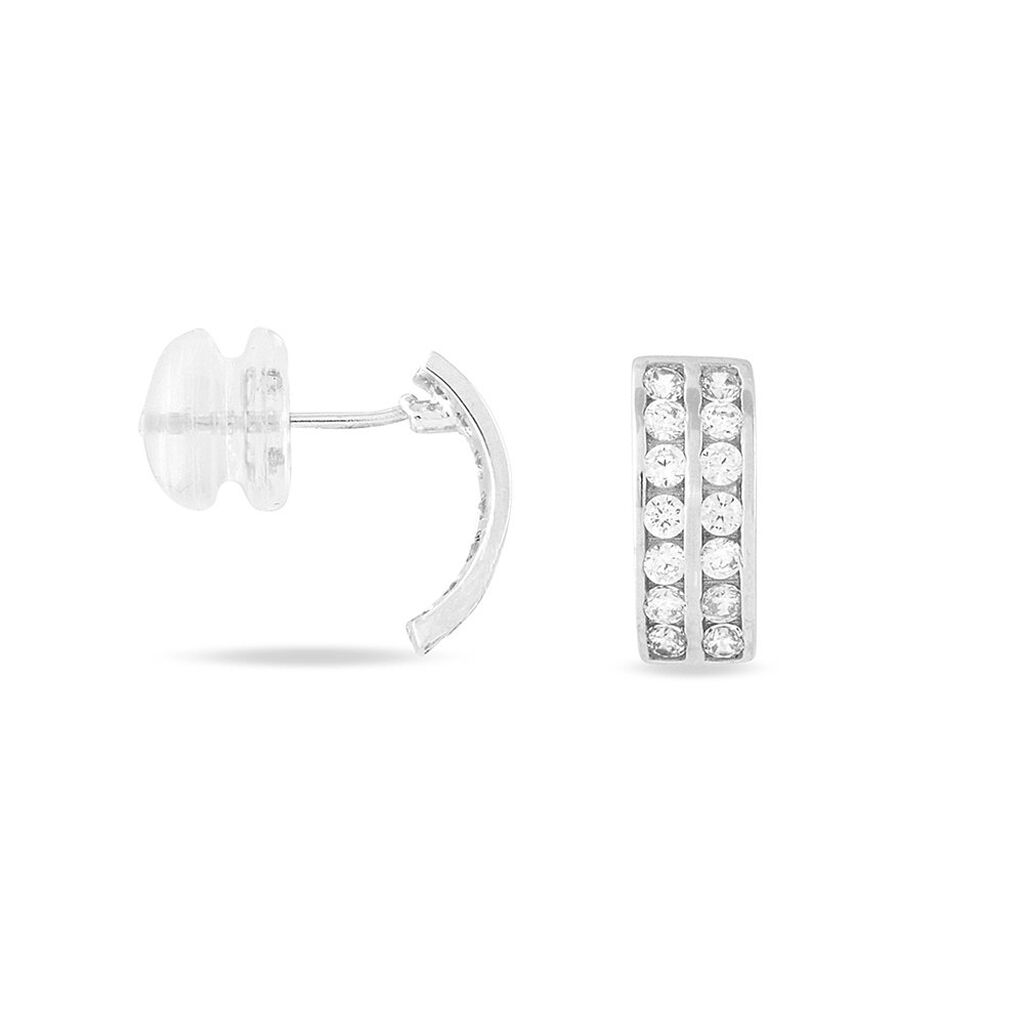 Créoles Jacobee Rondes Or Blanc Oxyde De Zirconium
