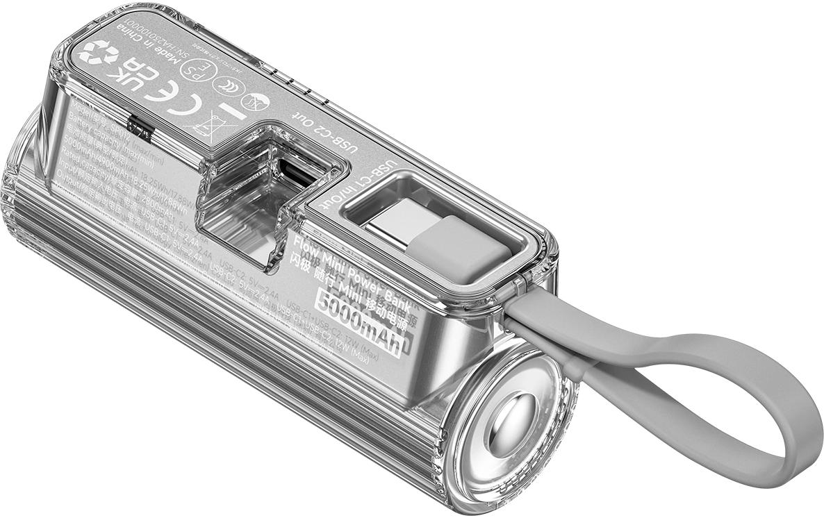 Powerbank Flow Mini Silber 5000 mAhHandliche Powerbank im kompakten Design